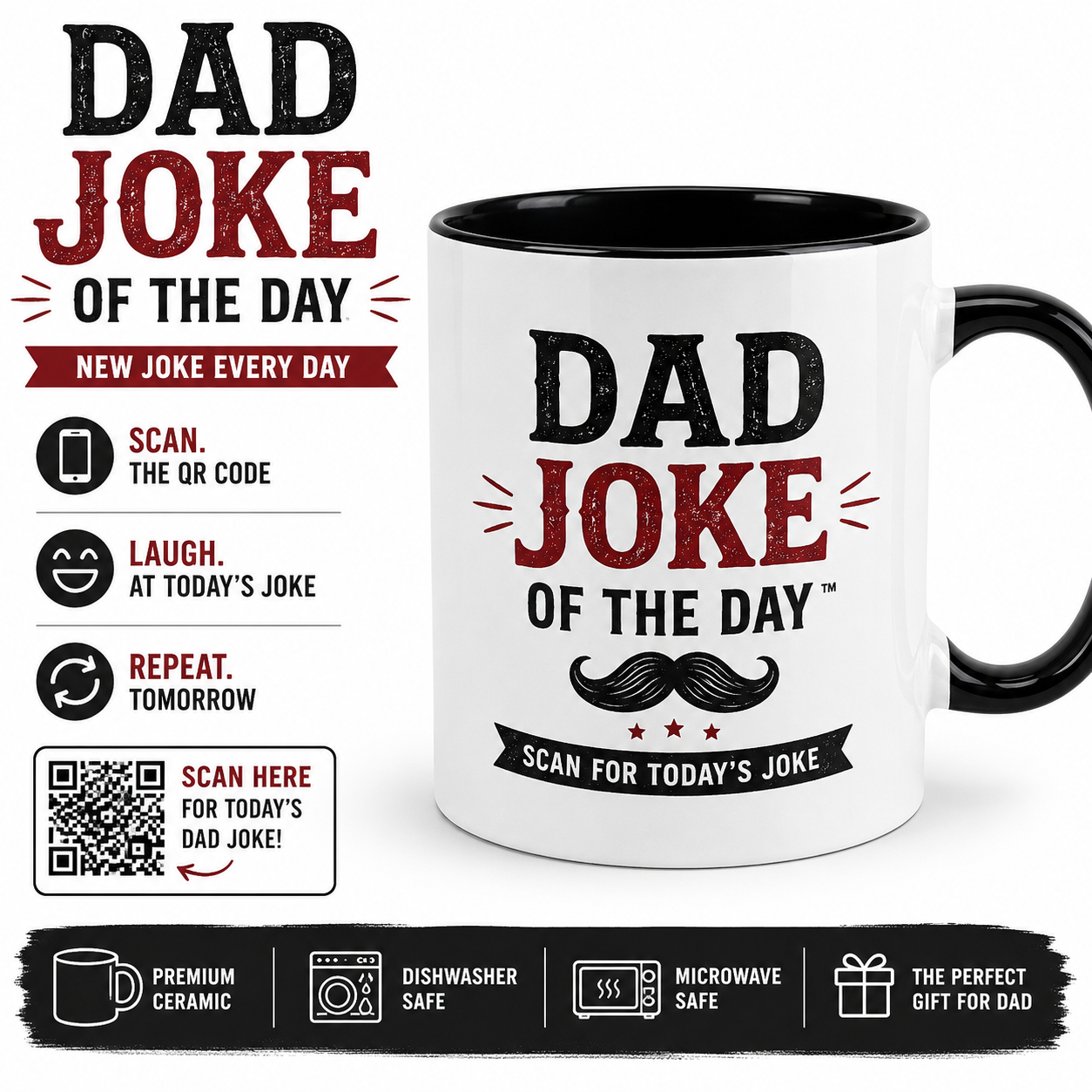 Dad Joke of the Day™ Mug | Scan for a New Dad Joke Every Day